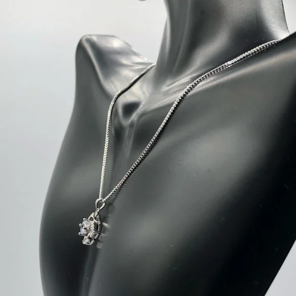 925 Sterling Silver Diamond Boho Fashion Elegant Necklace - Picture 6 of 8